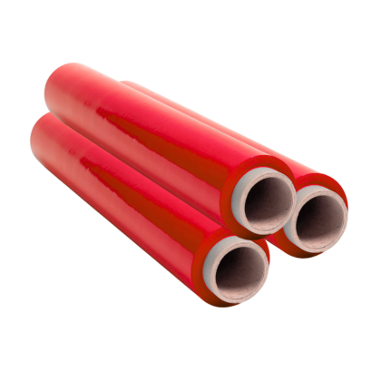 Ručná stretch fólia – 430mm – 12μm – 450m – predopnutá, červená